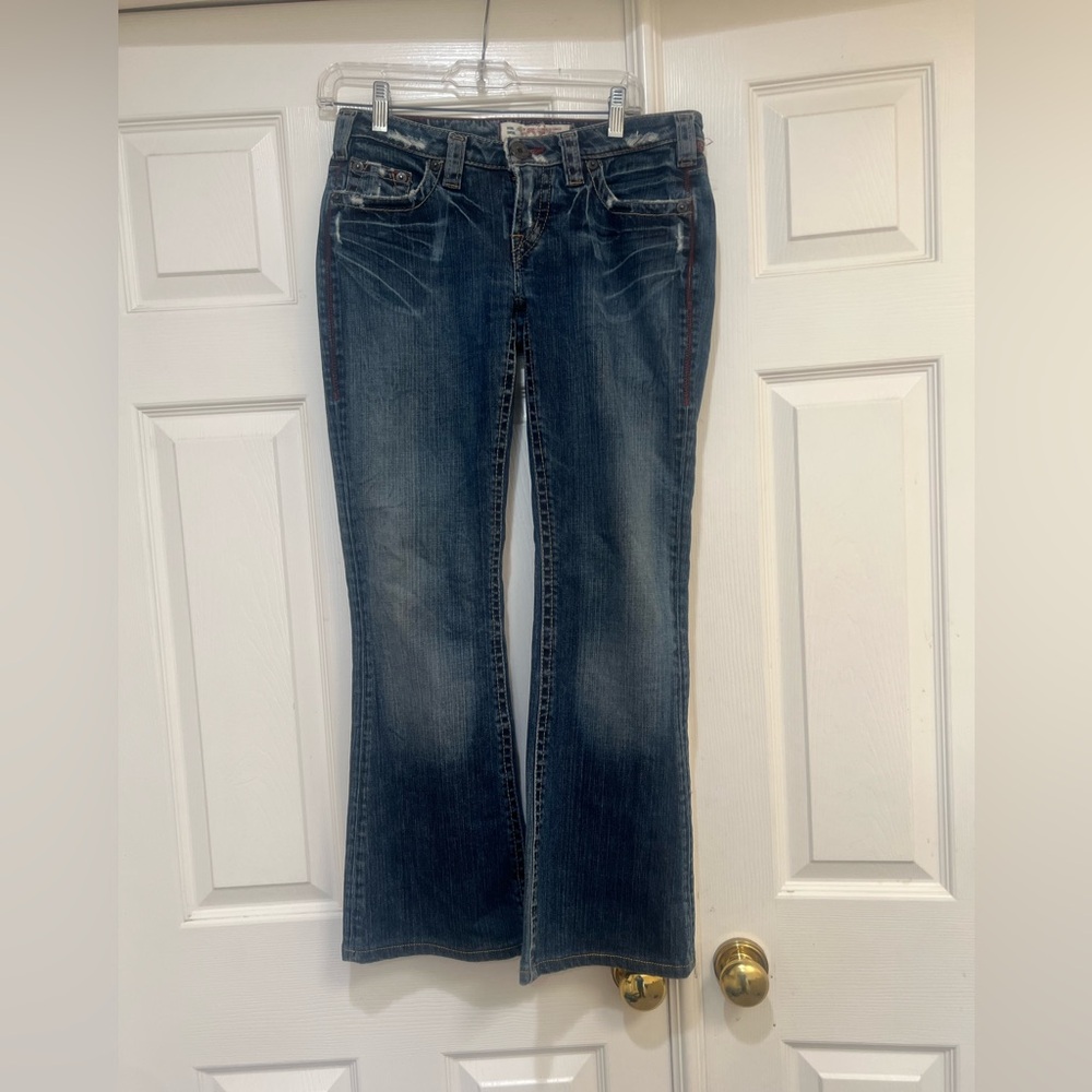 1921 Women's Distressed 28/34 Denim Blue Jeans‎ Western Cowgirl Festival Grunge